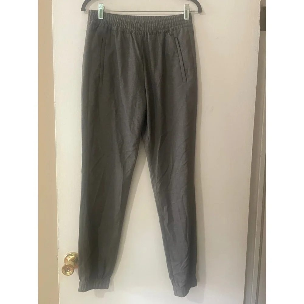 Banana Republic Charcoal Gray Textured Jogger Pants Women's Size 4L Long Tapered
